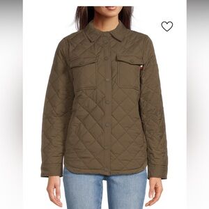 Tommy Hilfiger Womens Miltary Green Quilted Jacket Shacket - Large- NWT NEW